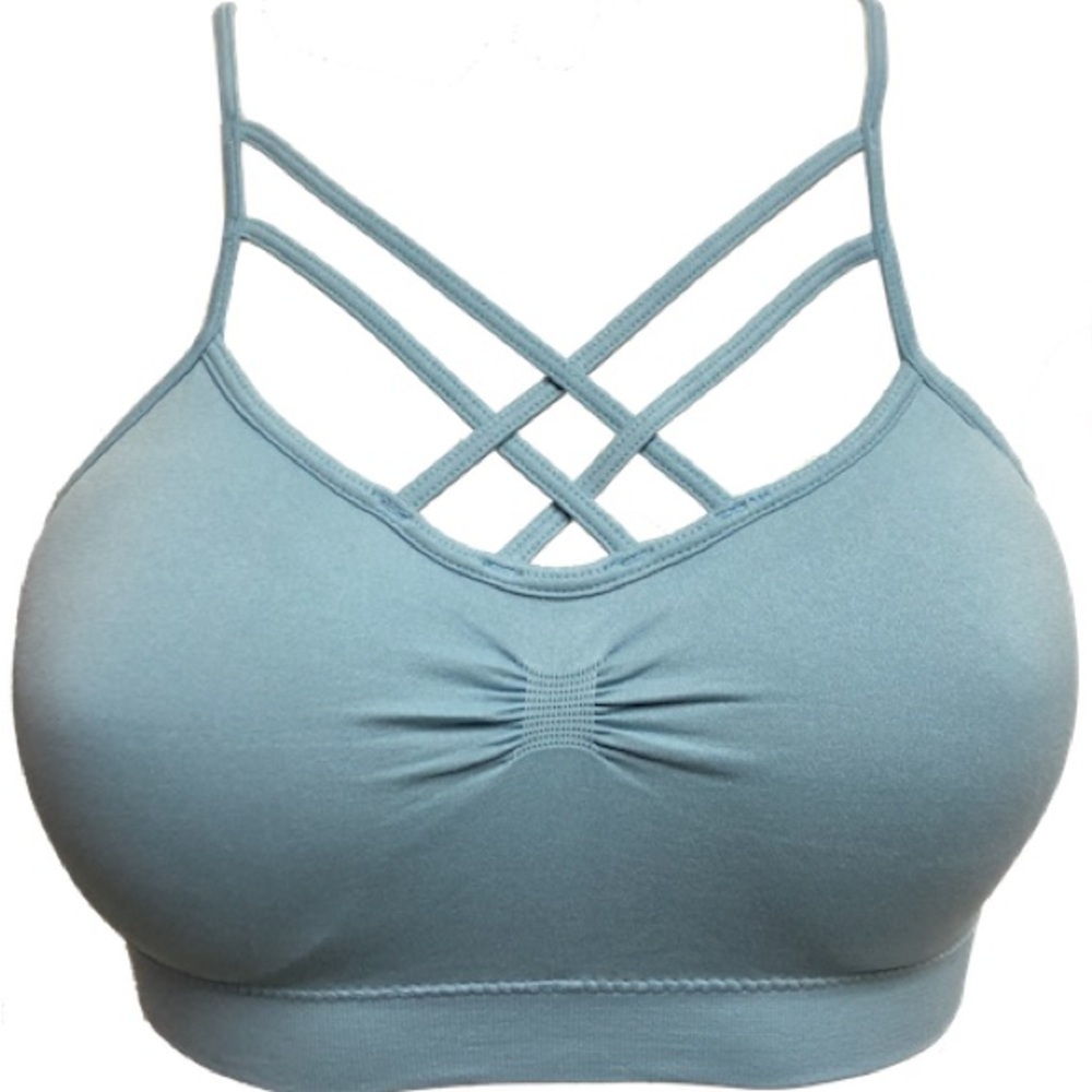 Dusty Blue double X cross padded Bralette